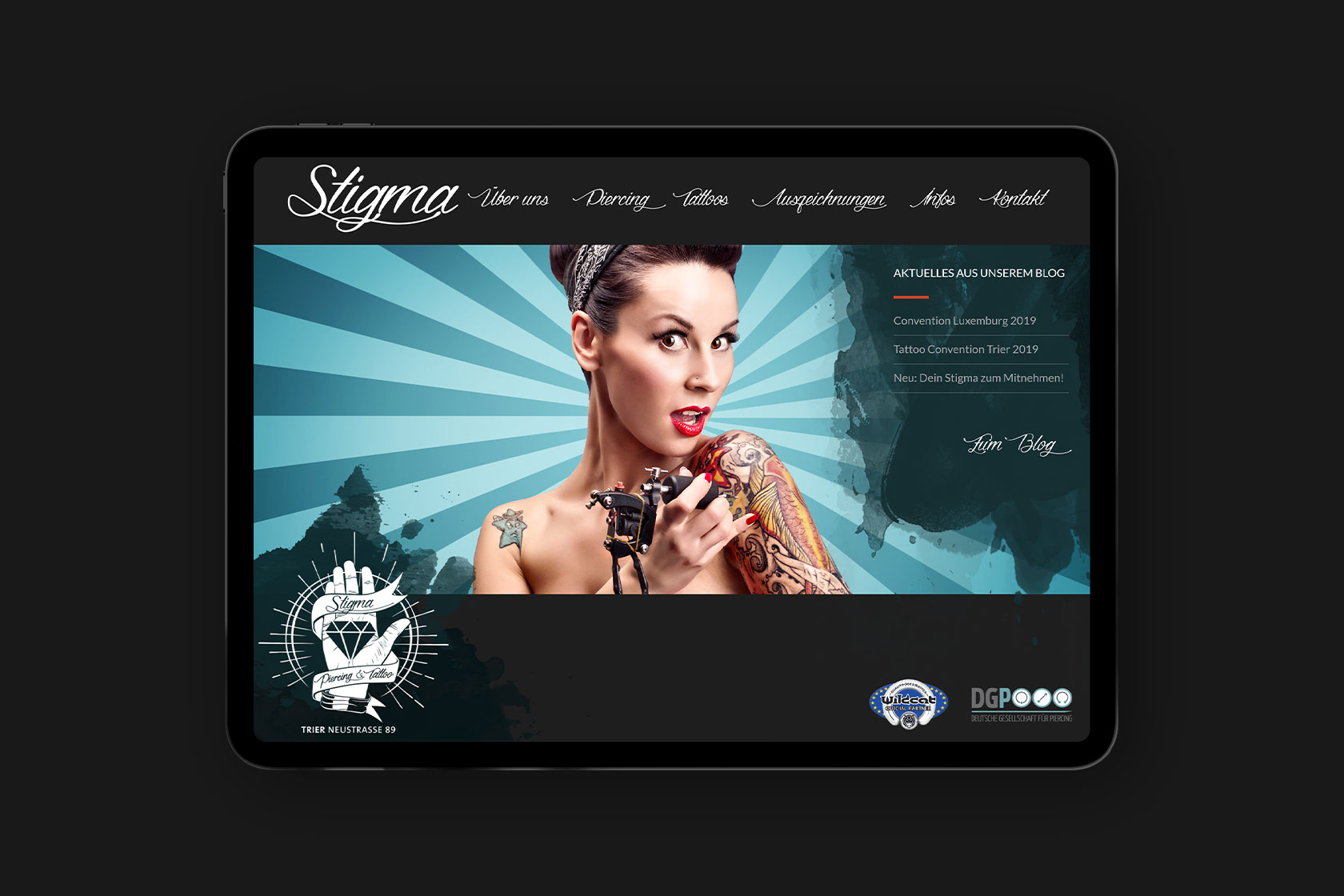 Webdesign für Stigma Bodypiercing und Tattoo-Studio aus Trier